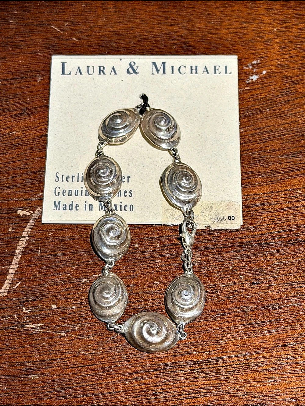 Laura & Michael Sterling Silver Swirl Link Bracelet 7”